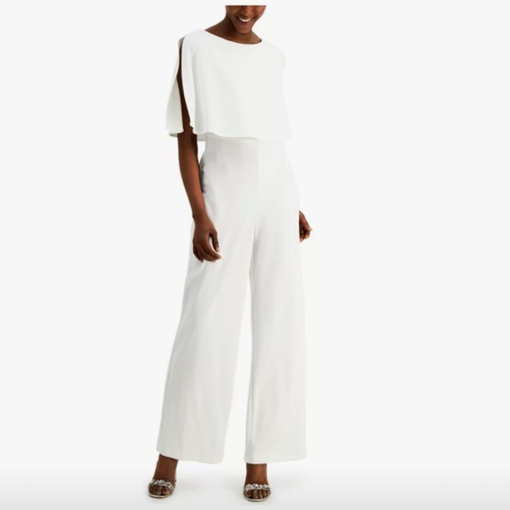 White 6P Connected Apparel jumpsuit with wide leg